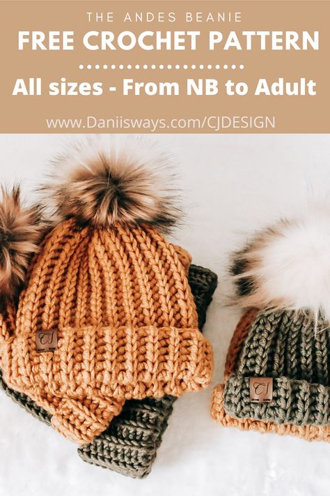 Mad Cow, Beanie Pattern Free, Crochet Beanie Pattern Free, Crochet Winter Hats, Easy Crochet Hat, Crochet Hat Free, Crochet Knit Hat, Bonnet Crochet, Crochet Beanie Hat