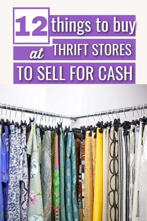 What to look for at thrift stores to make money from used items.How to flip thirft store finds for money. Make Money by buying used items on eBay or at thrift stores and reselling them for a profit. Learn the most valuable things to buy on eBay to resell for a profit Brands To Look For At Thrift Stores, Resale Shop Ideas Thrift Stores, Thrift Reselling, Thrifting Hacks, Thrift Business, Reselling Thrift Store Finds, Thrift Flipping, Garage Sale Tips, Thrift Store Fashion