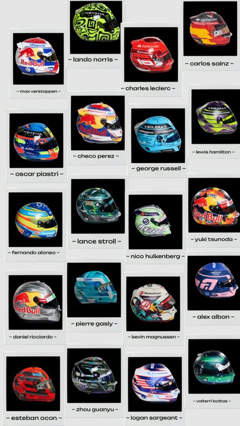 F1 Drivers Helmets 2024 #f1aesthetic #formulaone #f1drivers #f1helmet F1 Helmet Aesthetic, F1 Drivers Helmets, F1 Helmet Design, Formula 1 Helmet, F1 Stickers, F1 Helmet, F1 2024, F1 Wallpaper, F1 Memes