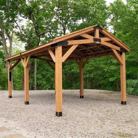 Wooden Carports, Cedar Posts, Carport Designs, Hardtop Gazebo, Backyard Gazebo, Backyard Pavilion, Gazebo Pergola, Patio Gazebo, Wood Patio