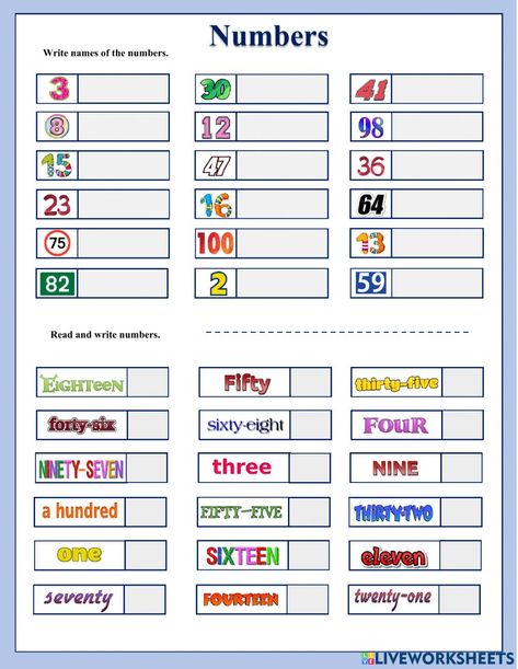 Big Numbers Worksheets, Numbers 1 100 Worksheet, Numbers 1 100, Big Numbers, Art Activities For Toddlers, Plural Nouns, 10th Grade, Number Worksheets, English As A Second Language (esl)