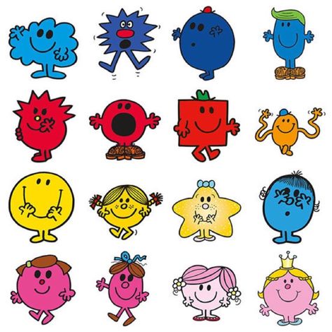 Little Miss & Mr Men Printable Sheet #2 Best Buddies, Mr Men Characters, Mr Men Tattoo, Mr Men Little Miss Characters, Mr Men Party, Little Miss Characters, Mr Men Little Miss, Monsieur Madame, Typography Alphabet