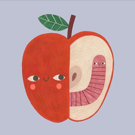 Apple Illustration, Posca Art, Fruit Illustration, Plant Illustration, Childrens Illustrations, Children's Book Illustration, Cute Illustration, Book Illustration, Art Lessons