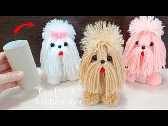 Wool Crafts Diy, Yarn Animals, Easy Yarn Crafts, Yarn Dolls, Diy Yarn Crafts, Doll Diy Crafts, Pom Pom Crafts, Beautiful Dog, Yarn Diy