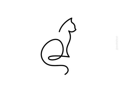 One Line Cat One Line Animals, Animal Line Drawings, One Line Tattoo, Single Line Drawing, Sweet Cat, Line Sketch, Simple Line Drawings, One Line Art, Line Art Tattoos