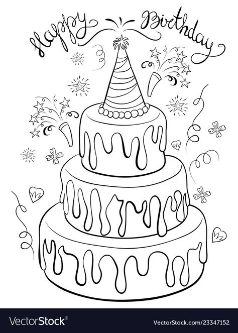 Book Birthday Cake, Happy Birthday Animals, Birthday Cake Illustration, Birthday Animals, Alphabet Handwriting Practice, Cake Lettering, Mushroom Images, Cake Vector, Cake Drawing