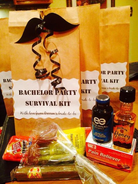 Bachelor Party Survival Kit, Bachelor Party Food, Mens Bachelor Party, Bachelor Party Themes, New Job Survival Kit, Bachelor Party Games, Party Survival Kit, Bachelor Party Decorations, Bachelor Party Favors