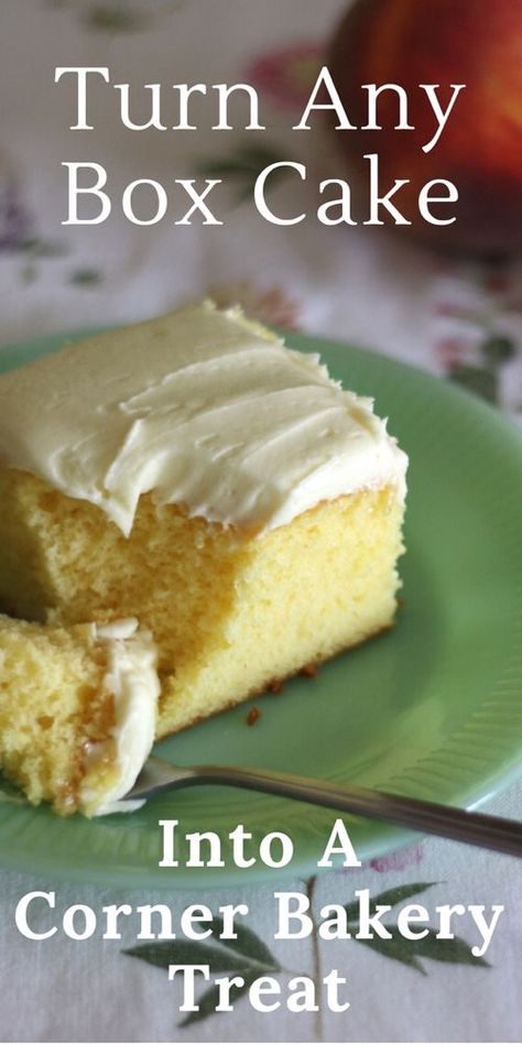 Sour Cream Cake by Mary Beth Cake Recipe With Sour Cream, Box Cake Recipe, Recipe With Sour Cream, Box Cake Recipes, Boxed Cake Mixes Recipes, Corner Bakery, Cake Mix Desserts, Sour Cream Recipes, Sour Cream Cake