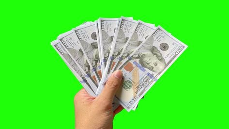 Green screen, money, hand holding dollar bills, dollar bill, money green screen Money Green Screen, Pfp Money, Instagram Glowing Logo, Hand Holding Money, Money Animation, Greenscreen Ideas, Holding Money, Money Background, Green Screen Photo