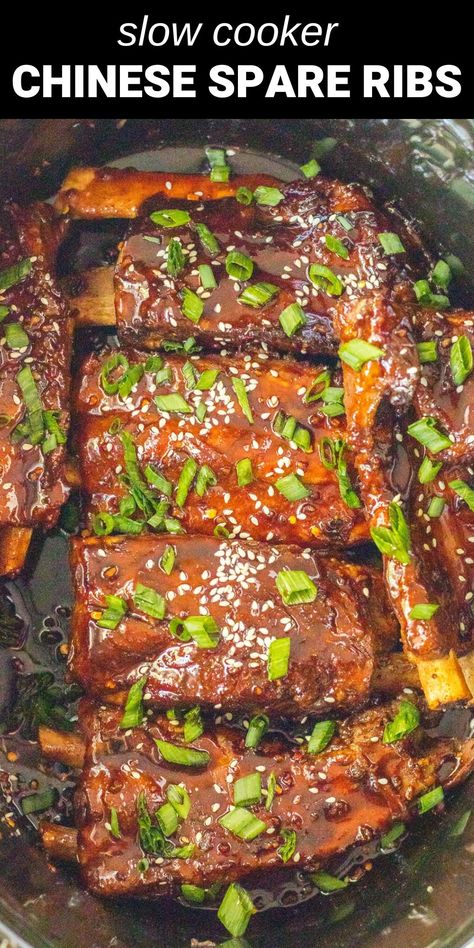 Chinese Spare Ribs Recipe Slow Cooker, Chinese Ribs Crockpot, Sweet And Sour Spare Ribs Slow Cooker, Honey Garlic Ribs Slow Cooker, Pork Side Ribs Slow Cooker, Crock Pot Spare Ribs, Honey Garlic Spare Ribs, Pork Spare Ribs Crock Pot, Slow Cooker Spare Ribs