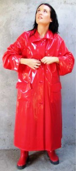 Red pvc mac with matching boots Red Raincoat, Blouse Nylon, Rainwear Girl, Green Raincoat, Rainwear Fashion, Vinyl Raincoat, Plastic Raincoat, Pvc Raincoat, Yellow Raincoat