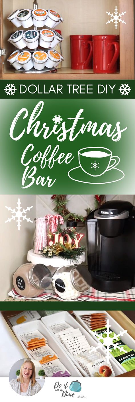 Hey, guys! Welcome back to my Dollar Tree Christmas DIYs for December 2017! In this video I’ll show you how easy it is to organize a Coffee and Hot Chocolate bar in your home using $1 … Coffee And Hot Chocolate Bar, Holiday Coffee Bar, Christmas Coffee Bar, Coffee And Hot Chocolate, Xmas Coffee, Diy Coffee Bar, Coffee Ideas, Coffee Decor Kitchen, Hot Chocolate Coffee