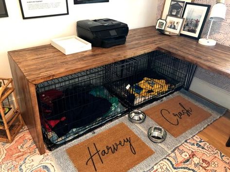 Dog Crate Ideas, Trailer Renovation, Dog Room Decor, Dog Bedroom, Puppy Room, Diy Dog Crate, Dog Corner, Diy Dog Kennel, Dog Spaces