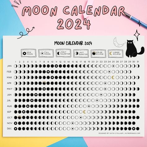 Printable Moon Phases Calendar | Moon Calendar 2024 | Lunar Calendar | Lunar Phases Moon Planner, Moon Phases Calendar, Moon Phase Calendar, Lunar Phases, Moon Calendar, Lunar Phase, Lunar Calendar, Calendar 2024, May 22