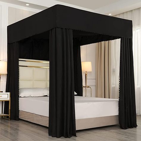 Black Canopy Bed, Princess Bedroom Decor, Princess Canopy Bed, Curtains Sheer, Post Bed, Canopy Bed Curtains, Canopy Curtains, Canopy Bedroom, Princess Bed