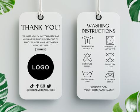 Unique - Stylish Font Pairings Clothes Care Label, Cloth Tag Design, Clothing Tag Ideas, Clothing Tag Design, T Shirt Tags, Clothing Care Tag, Hang Tag Template, Clothing Hang Tags, Dry Logo