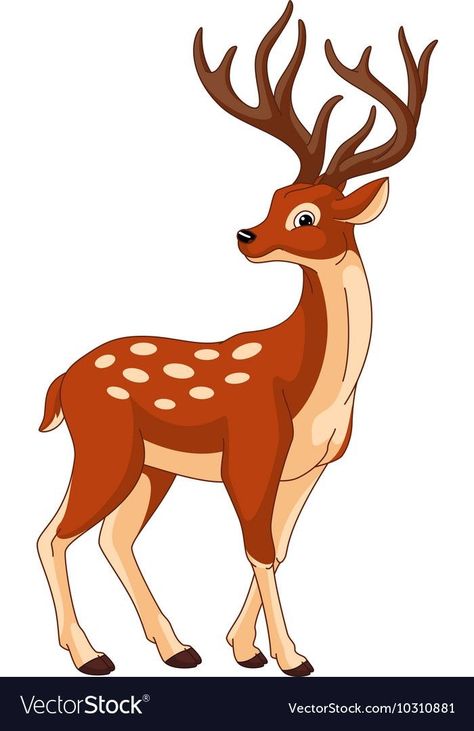 Deer Vector, Deer Cartoon, Deer Drawing, Sika Deer, Animal Art Projects, Baby Animal Drawings, Deer Illustration, School Wall Art, Art Mignon