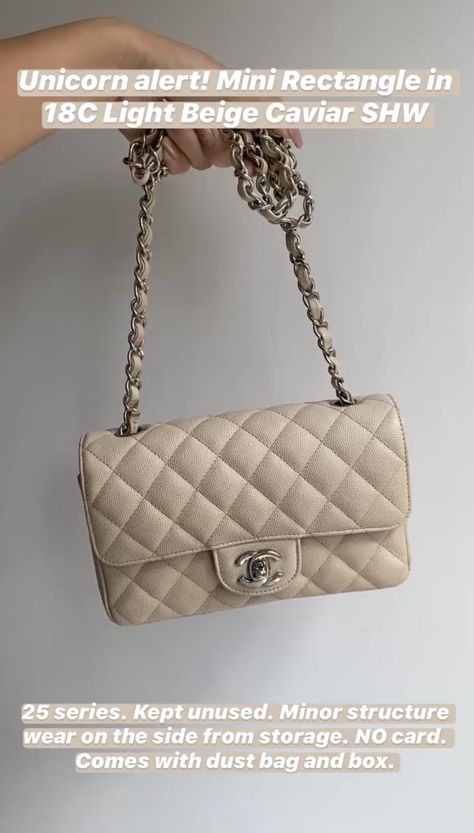 Chanel mini rectangle in 18C Light Beige Caviar SHW Chanel Mini Flap Bag Rectangle, Chanel Mini Rectangle, Beige Chanel Bag, Chanel Mini Flap Bag, Chanel Beige, Dream Bags, Chanel Mini, Beige Bag, Bag Style