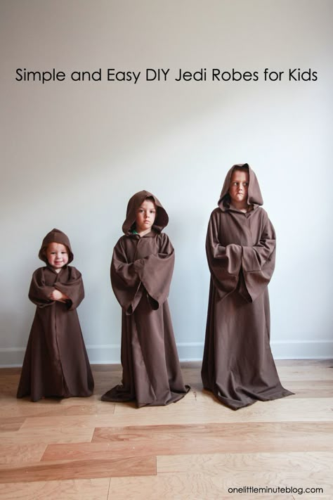 DIY Jedi Robe for Kids- Miranda Anderson for One Little Minute Blog-9 Jedi Robes, Diy Costumes Kids Boys, Sewing Classes For Beginners, Disfraz Star Wars, Jedi Robe, Jedi Costume, Halloween Memes, Star Wars Diy, Diy Costumes Kids