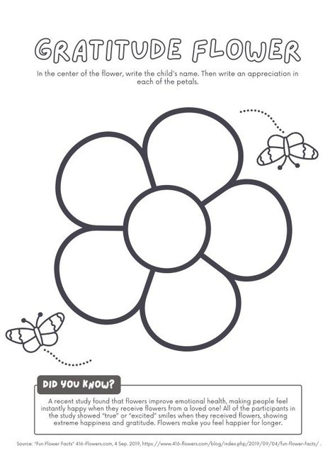 Gratitude Flower Activity, Gratitude For Kids Activities, Grateful Activities For Kids, Affirmation Activities For Kids, Bf Activities, Gsa Activities, Gratitude Flower, Kindness Worksheets, Psychology Activities