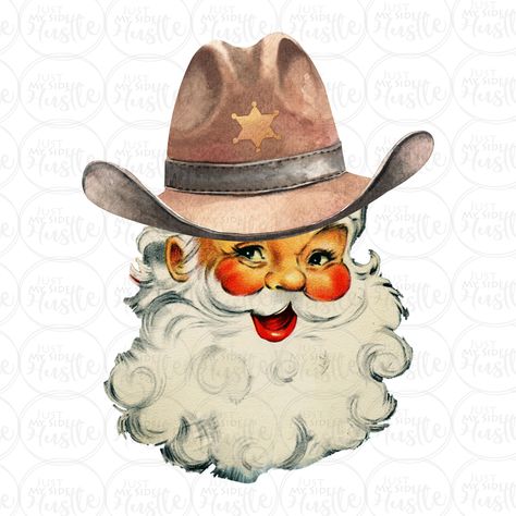 Cowboy Santa Svg, Cowboy Santa Claus, Country Christmas Aesthetic, Vintage Cowboy Christmas, Santa Drawings, Sublimations Designs, Christmas Cowboy, Cowboy Santa, Sublimation Graphics