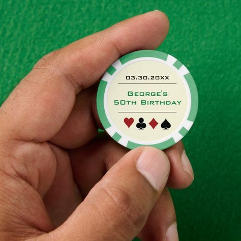 Green Black Las Vegas Casino Poker Chip Birthday - Sympathy Tokens gifts Pink Casino Theme Party, Vegas Party Favors, Casino Birthday Theme, Vegas Birthday Party, Las Vegas Party Theme, Las Vegas Birthday, Casino Birthday Party, Vegas Theme Party, Casino Birthday