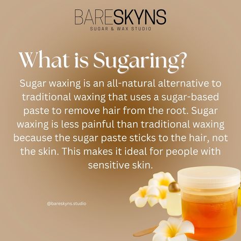 Although the whole world knows what waxing is many persons have never heard of sugaring!! WHY? Because it’s the least practiced method of hair removal done. EVER. Even though it has many natural benefits persons tend to go for waxing because that’s what they know of. Here at Bare Skyns Studio, our aim is to shine light on this hair removal method, so persons can become aware and step away from traditional methods and embrace smooth, painless, organic, SUGARING!!!🩷🍯 #hairremoval #suga... Wax Studio, Sugar Waxing, Hair Removal Methods, Sugar Paste, Esthetician, To Shine, Body Skin, Body Skin Care, Hair Removal