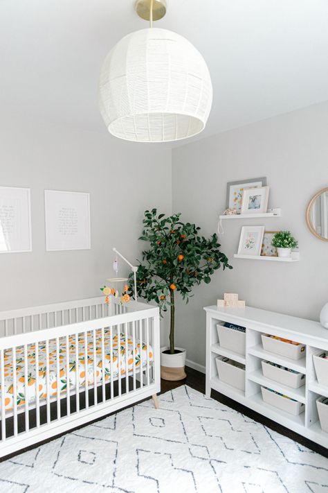 Annie’s Citrus Themed Nursery | Sami Kathryn at Home | Dallas Newborn Photographer | samikathryn.com Citrus Nursery, Tangerine Tree, Citrus Baby, Girls Nursery, Themed Nursery, Toddler Room, Crib Sheets, Beautiful Family