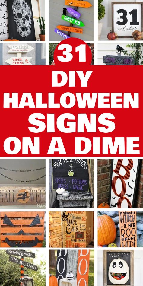 31 DIY Halloween signs on a dime. Trick Or Treat Wood Sign, Diy Halloween Signs Cardboard, Cute Diy Halloween Room Decor, Fun Halloween Signs, Beware Sign Halloween, Halloween Signs And Sayings Diy, Dollar Tree Trick Or Treat Wood Sign, Diy Boo Sign, Cute Halloween Signs Diy