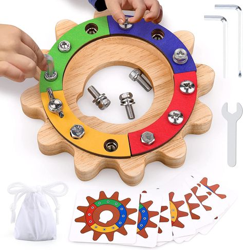 AmazonSmile: Devolamn Montessori Toys for 3 4 5 Year Old Kids and Toddlers, 29 in 1 Wooden Montessori Screwdriver Board Set, Learning Sensory Bin Toys Preschool Toys, Fine Motor Skills Toys, STEM Toys Christmas : Toys & Games Rainbow Toys, Diy Montessori Toys, Diy Montessori, Diy Educational Toys, Wooden Educational Toys, Toys Montessori, Rainbow Toy, Making Wooden Toys, Montessori Educational Toys