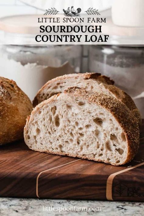 Sourdough Crusty Bread, Sourdough Country Loaf, Sourdough Discard Loaf Bread, Country Loaf Bread Recipe, Hearty Sandwiches, Loaf Bread Recipe, Easy Sourdough Bread Recipe, Recipe Using Sourdough Starter, Farm Recipes