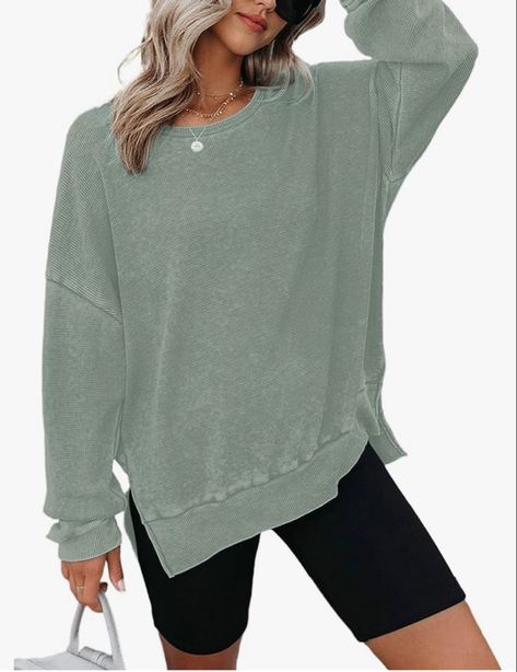 Cozy oversized waffleknit sweatshirt. An on the go closet fall staple Cute Crewneck Sweatshirt, Cute Crewneck, Tunic Sweatshirt, Sweatshirt For Women, Loose Pullover, Round Neck Sweatshirts, Women Long Sleeve Tops, Knit Sweatshirt, Knit Crewneck