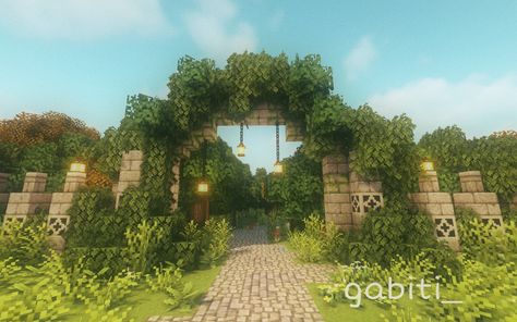 Fairy Archway, Archway Design, Garden Minecraft, Minecraft Garden, Rumah Minecraft Sederhana, Minecraft Structures, Bangunan Minecraft, Minecraft House Plans, Minecraft Farm