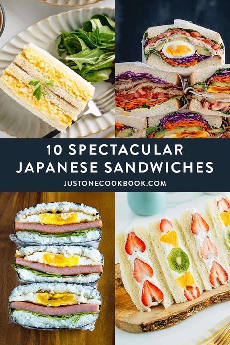 10 Spectacular Japanese Sandwiches To Make This Summer and Beyond • Just One Cookbook Japanese Sandwiches, Yakimeshi Recipe, Japanese Sandwich, Sweet Sushi, Fruit Sandwich, Fast Food Places, Easy Japanese Recipes, Japanese Cooking, Japanese Dishes