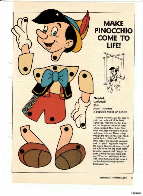 Snail Mail Gifts, Disney Paper Dolls, Carlo Collodi, Hantverk Diy, The Marionette, A Cartoon Character, Paper Puppets, Paper Dolls Printable, Vintage Paper Dolls