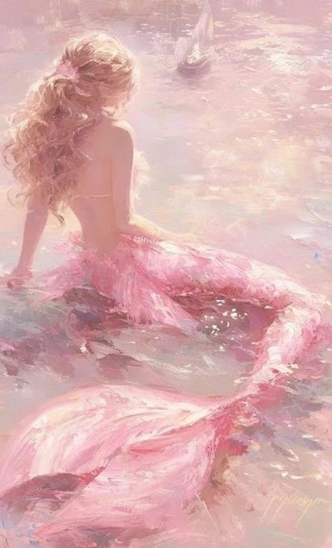 Pink Mermaid Drawing, Mermaid In Water Drawing, Mermaidcore Aesthetic Pink, Pink Mermaid Wallpaper, Mermaid Art Aesthetic, Siren Art Beautiful, Mermaid Aesthetic Pink, Pink Mermaidcore, Pink Fantasy Aesthetic