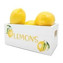 Lemon Home Decor, Summer Tiered Tray Decor, Fake Lemons, Summer Tiered Tray, Mini Crates, Lemon Kitchen, Kitchen Decorations, Lemon Decor, Summer Kitchen