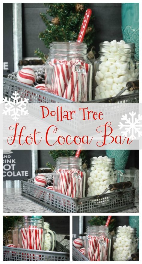 How to make a hot cocoa bar from Dollar Tree items! You don't have to be extravagant to have a beautiful little set up on the cheap! Check it out! Christmas Hot Chocolate Bar, Fun Christmas Party Ideas, Cocoa Party, Hot Chocolate Bar, Coffee Ideas, Christmas Hot Chocolate, Christmas Sweater Party, Hot Coco, Hot Cocoa Bar