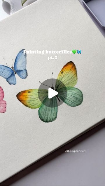 Butterfly Watercolor Painting Easy, Watercolour Art Aesthetic, Watercolor Art Butterfly, Q Tip Art, Learning Watercolor, Watercolour Butterfly, Water Colouring, Watercolor Butterflies, Aesthetic Butterfly