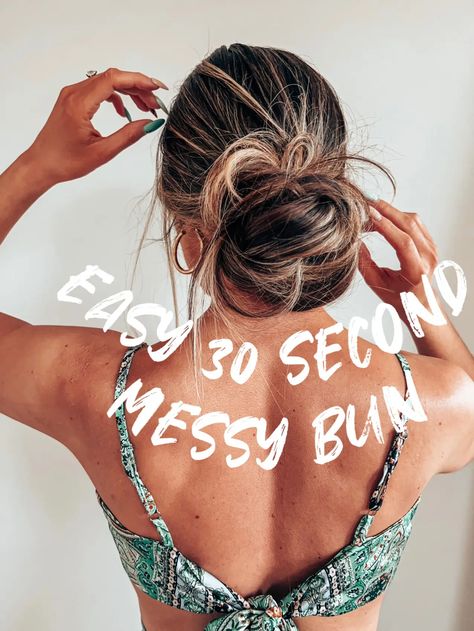 EASY 30 SECOND MESSY BUN [SAVE FOR LATER] | Video published by STYLISH SAM | Lemon8 Two Buns, Excess Hair, Save For Later, Shoe Lace, 30 Seconds, Messy Bun, Latest Video, Wrap Around, Hair Wrap