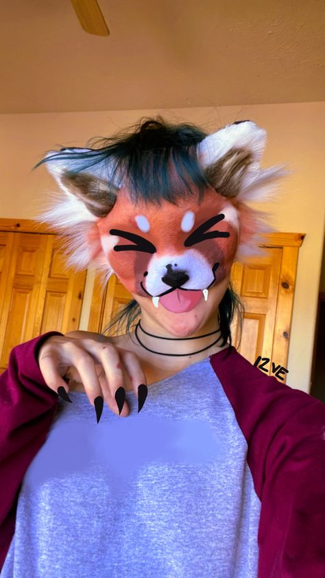 Panda Mask, Felt Animal Masks, Dog Design Art, I'm Not Like Other Girls, Cats Art Drawing, Scene Aesthetic, Therian Mask, Hybrid Art, Fox Mask