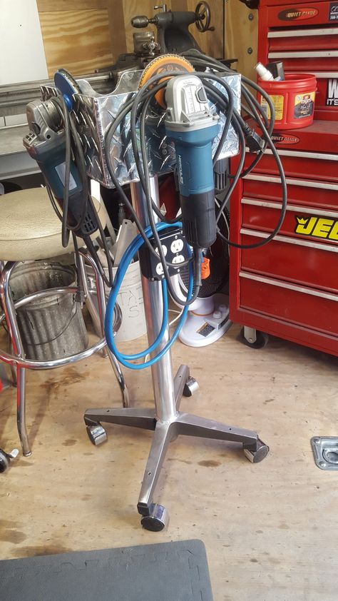 Grinder Stand Ideas, Angle Grinder Storage, Grinder Storage, Welding Jig, Angle Grinder Stand, Grinder Stand, Welded Metal Projects, Garage Organization Tips, Garage Workshop Organization