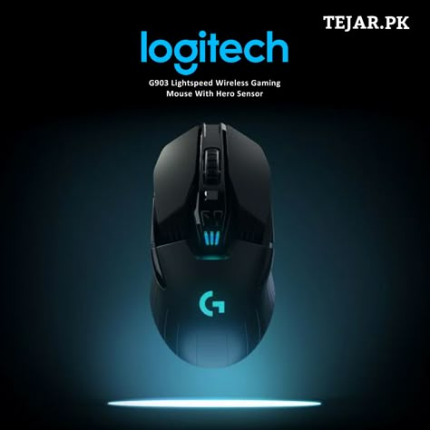 The Logitech G903 wireless gaming mouse features the latest optical sensors and LIGHTSPEED tech for absolutely insane 1-ms responsiveness.  #Tejar #gaming Tech Ads Design, Logitech G29 Setup, Gaming Mouse Aesthetic, Gaming Mouse Design, Razer Mouse, Logitech Wireless Mouse, Gaming Posters, Social Media Advertising Design, Graphic Design Ads