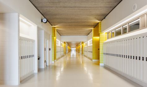 Corridor Design - Gallery - Back of the Yards High School / STL Architects - 9 High School Design, Design Yard, Glass Bedroom, Classroom Interior, School Building Design, School Hall, Corridor Design, School Entrance, School Hallways