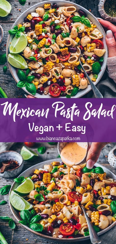 Mexican Pasta Salad, Tofu Feta, Mexican Pasta, Vegan Feta, Vegan Pasta Salad, Vegan Feta Cheese, Vegan Party Food, Healthy Plant Based Recipes, Salad Meal Prep