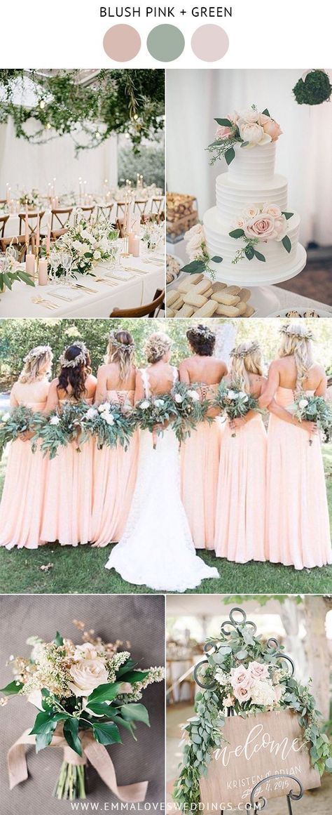 blush pink and green wedding color ideas for spring and summer Pink Wedding Colors, Wedding Color Ideas, Blush Pink Wedding, Green Wedding Colors, Spring Wedding Colors, Rustic Wedding Favors, Summer Wedding Colors, Blush Pink Weddings, Wedding Theme Colors