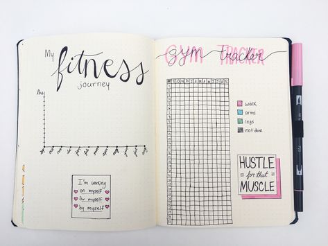 Bullet journal tracker for fitness and gym Gym Tracker Bullet Journal, Gym Tracker, Tracker Bullet Journal, Journal Tracker, Bullet Journal For Beginners, Bullet Journal Ideas Templates, Journal Organization, Bulletin Journal Ideas, Bullet Journal Tracker