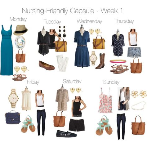 "Nursing-Friendly Capsule Wardrobe - Week 1" by pearlsandcupcakes on Polyvore Nursing Outfits, Nursing Style, Nursing Outfit, Nursing Friendly Outfits, Friendly Outfits, Postpartum Fashion, Breastfeeding Fashion, Post Partum Outfits, Nursing Fashion