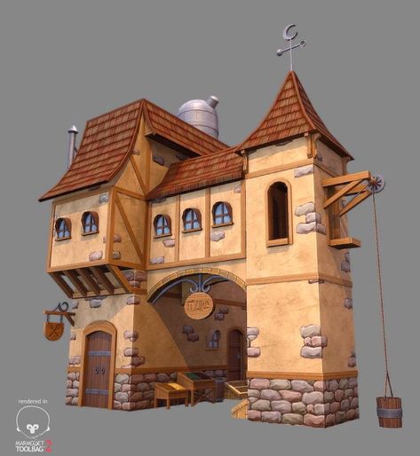 Home Design Exterior, Bangunan Minecraft, Medieval Houses, Building Concept, Game Environment, Low Poly Models, Building Art, Fantasy House, Fantasy City