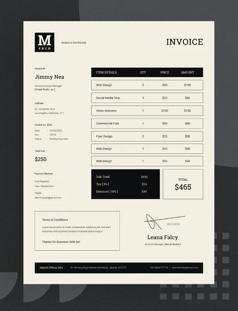 Cute Document Design, Invoice Graphic Design, Cute Invoice Design, Invoices Design, Quotation Design, Design Brief Template, Receipt Design, Design Invoice, A4 Design